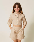 Camicia cropped e bermuda in popeline