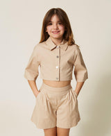 Camicia cropped e bermuda in popeline