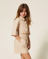 Camicia cropped e bermuda in popeline