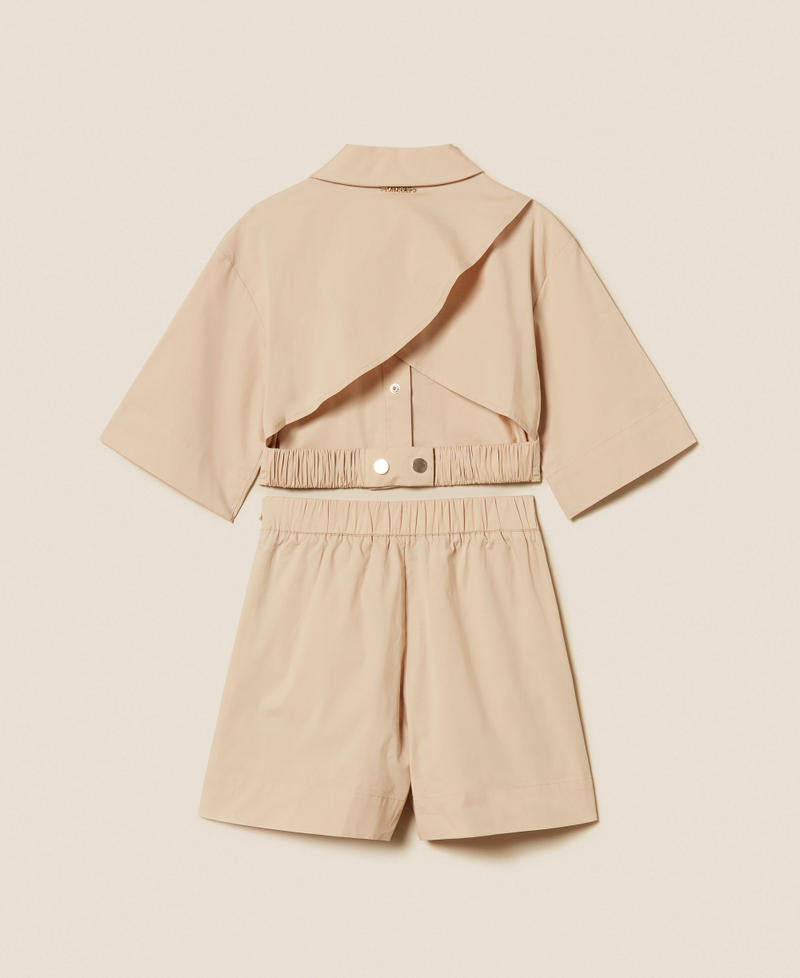 Camicia cropped e bermuda in popeline