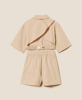 Camicia cropped e bermuda in popeline