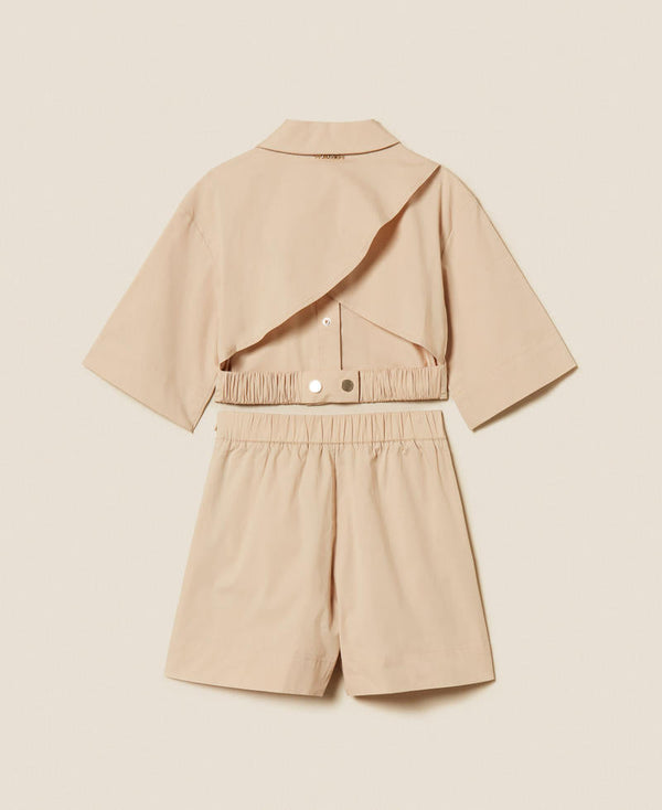 Camicia cropped e bermuda in popeline