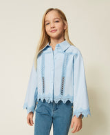Camicia in popeline con intarsi di pizzo