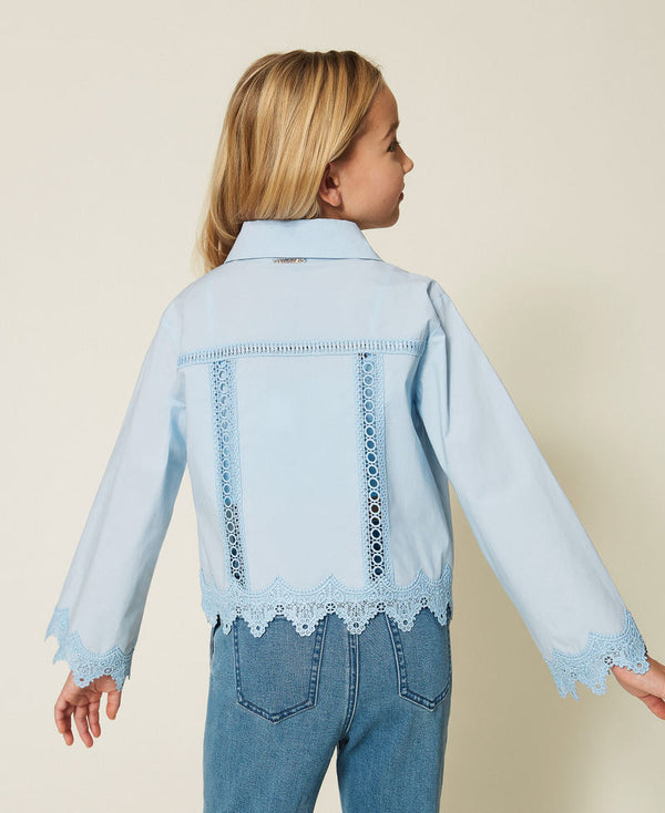 Camicia in popeline con intarsi di pizzo