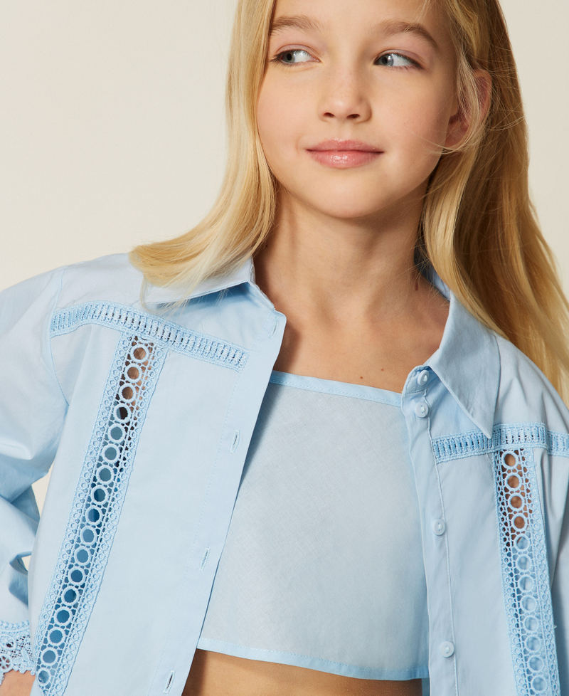 Camicia in popeline con intarsi di pizzo