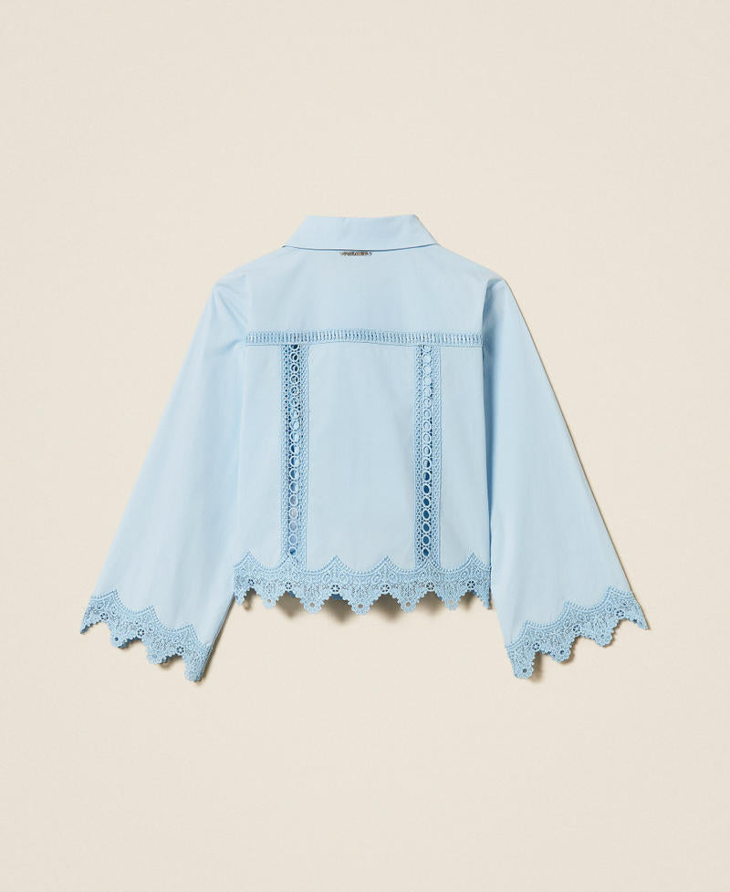 Camicia in popeline con intarsi di pizzo