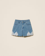 Shorts in jeans con pizzo