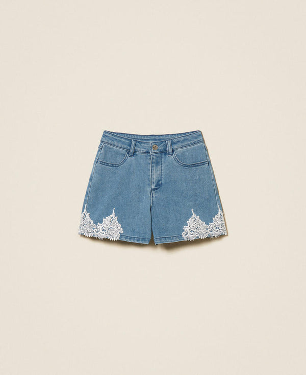 Shorts in jeans con pizzo