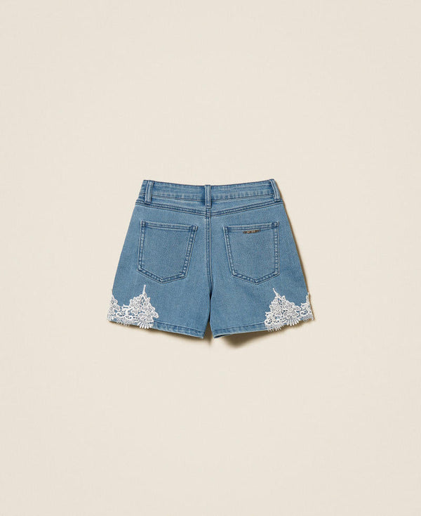 Shorts in jeans con pizzo