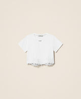 T-shirt con pizzo e logo