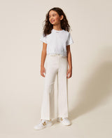 T-shirt con pizzo e logo