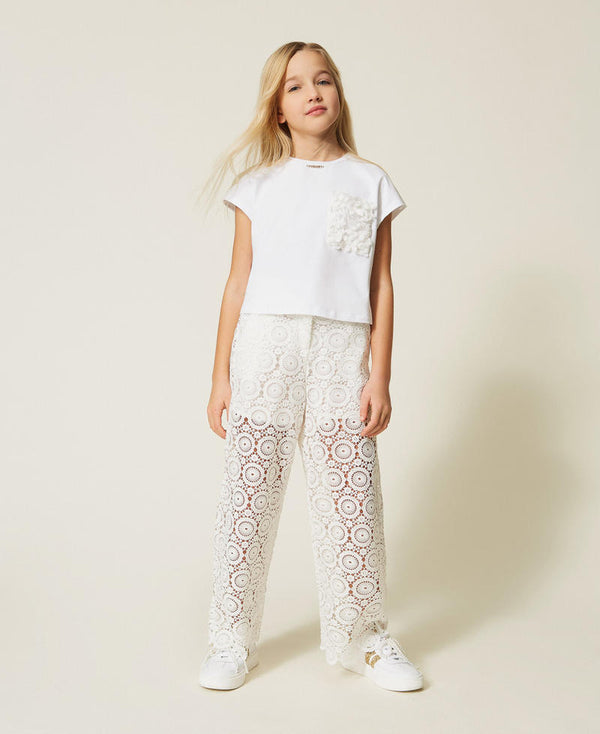 Pantaloni in pizzo macram&egrave;