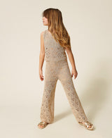 Top e pantaloni ampi in maglia a rombi