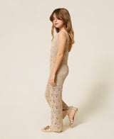 Top e pantaloni ampi in maglia a rombi