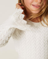 Abito corto baby in maglia a trecce