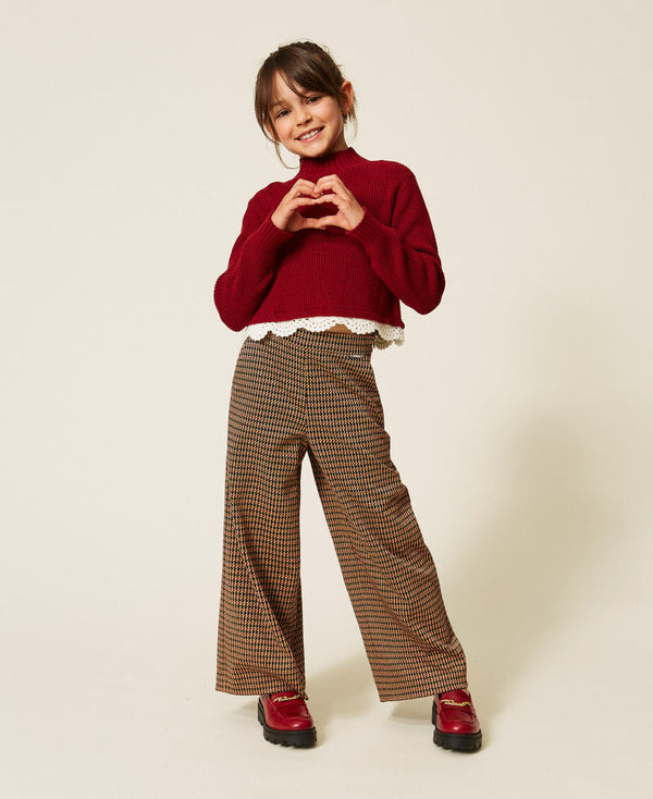 Pantaloni a palazzo in pied-de-poule