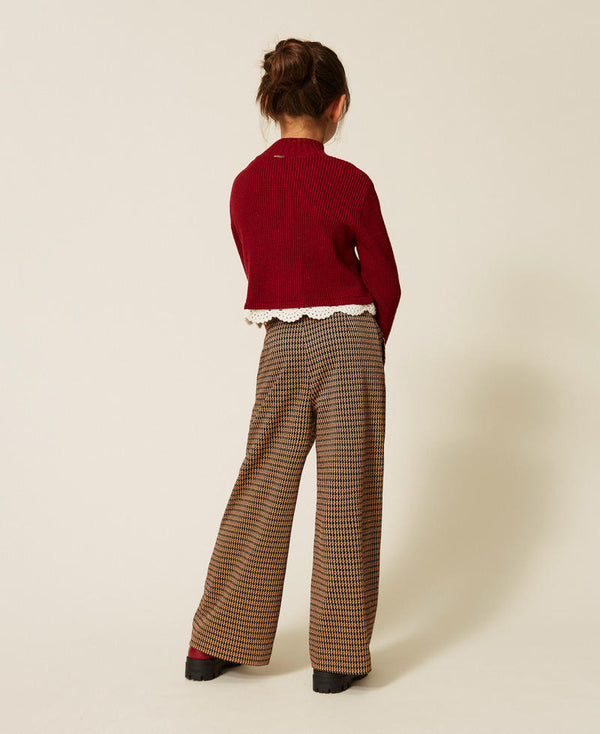 Pantaloni a palazzo in pied-de-poule