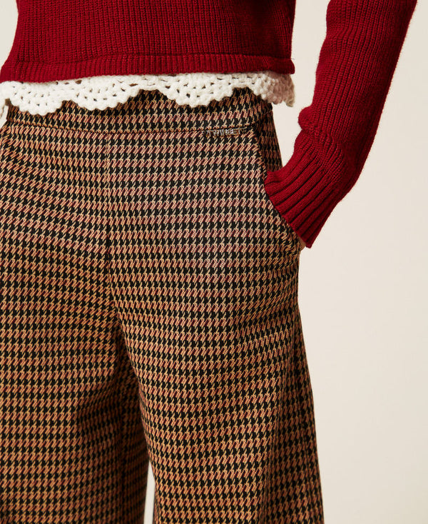Pantaloni a palazzo in pied-de-poule