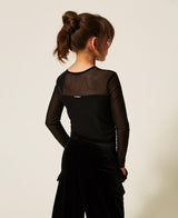 T-shirt in tulle con arricciatura