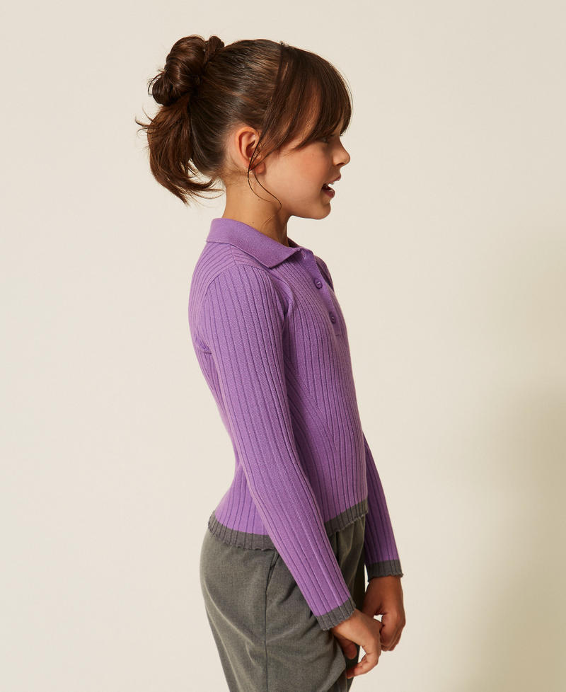 Maglia a polo a costine con dettagli a contrasto