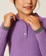 Maglia a polo a costine con dettagli a contrasto