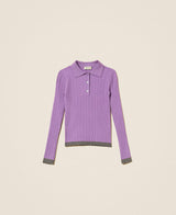 Maglia a polo a costine con dettagli a contrasto