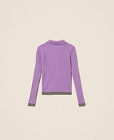 Maglia a polo a costine con dettagli a contrasto