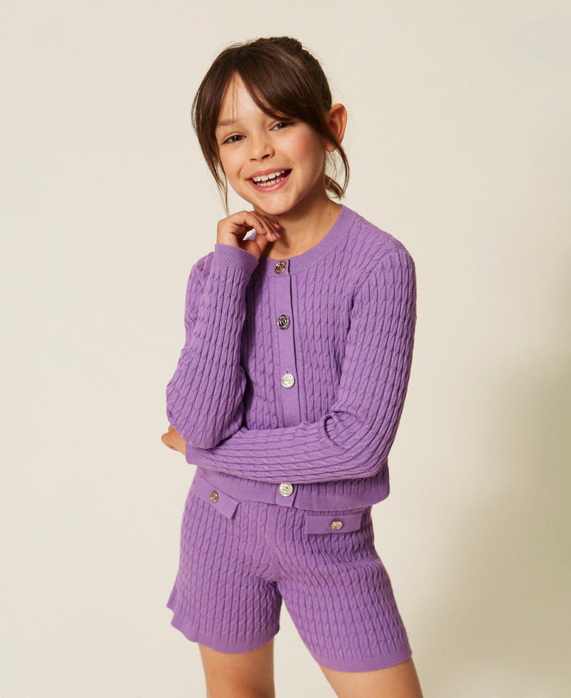Cardigan fitted in maglia a trecce