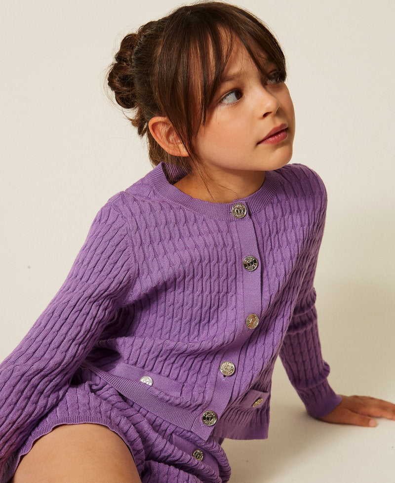 Cardigan fitted in maglia a trecce