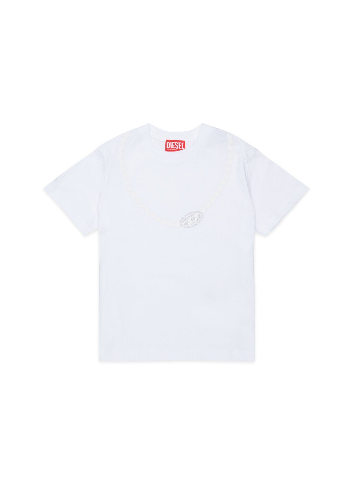 T-shirt con stampa collana e logo glitter per ragazza