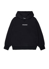 Felpa con cappuccio e piccolo logo per ragazzi - Nero