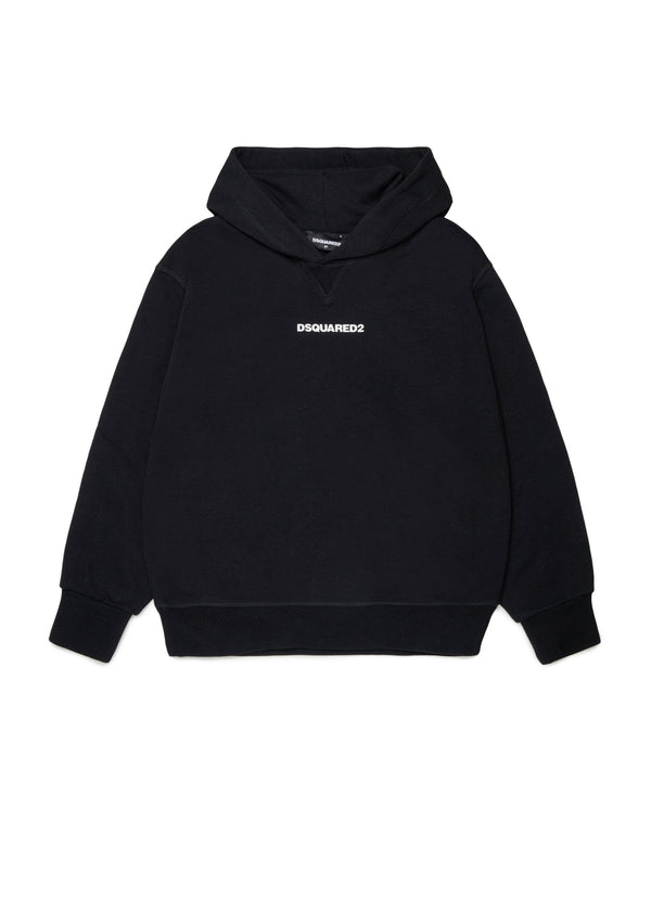 Felpa con cappuccio e piccolo logo per ragazzi - Nero