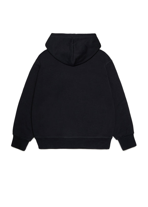 Felpa con cappuccio e piccolo logo per ragazzi - Nero