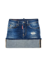 Minigonna in denim con ampio risvolto per ragazza