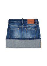 Minigonna in denim con ampio risvolto per ragazza