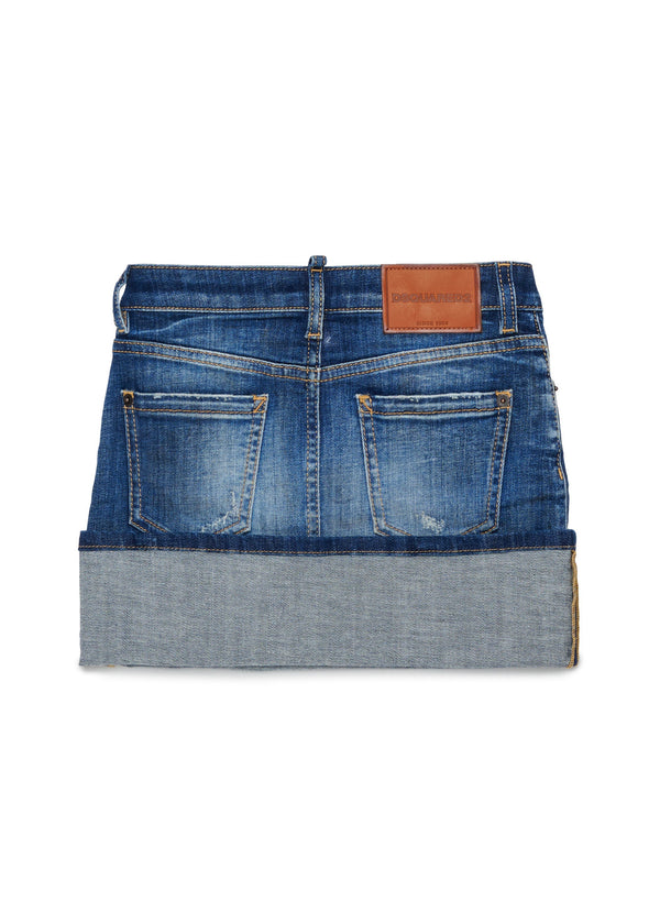 Minigonna in denim con ampio risvolto per ragazza