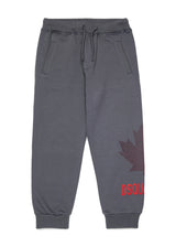 Pantaloni in felpa con maxi foglia d'acero per ragazzi