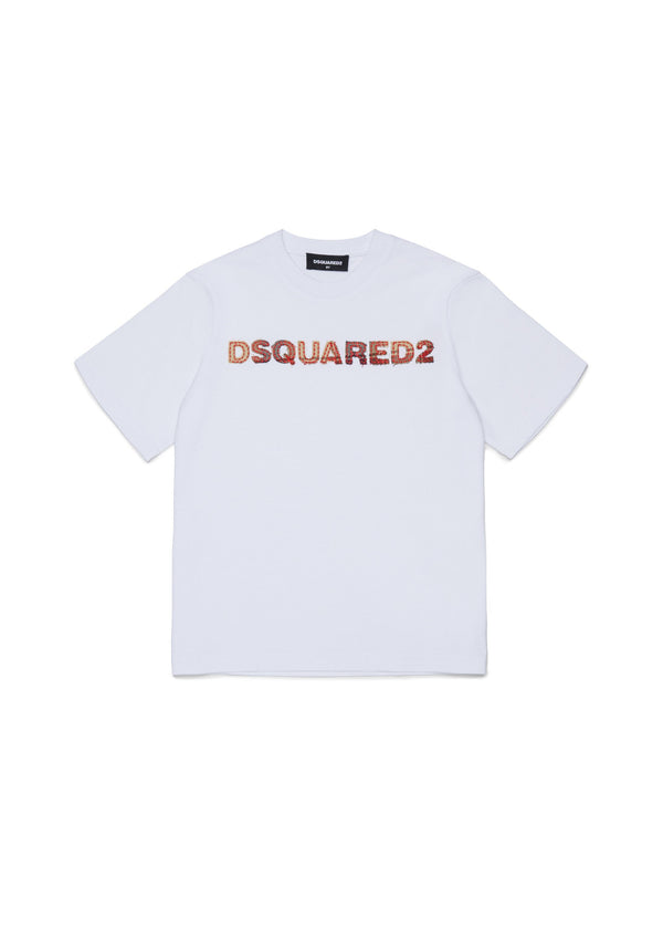 T-shirt con logo a quadri ricamato per ragazzi