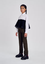 Camicia corta con balze plissé a contrasto per ragazza