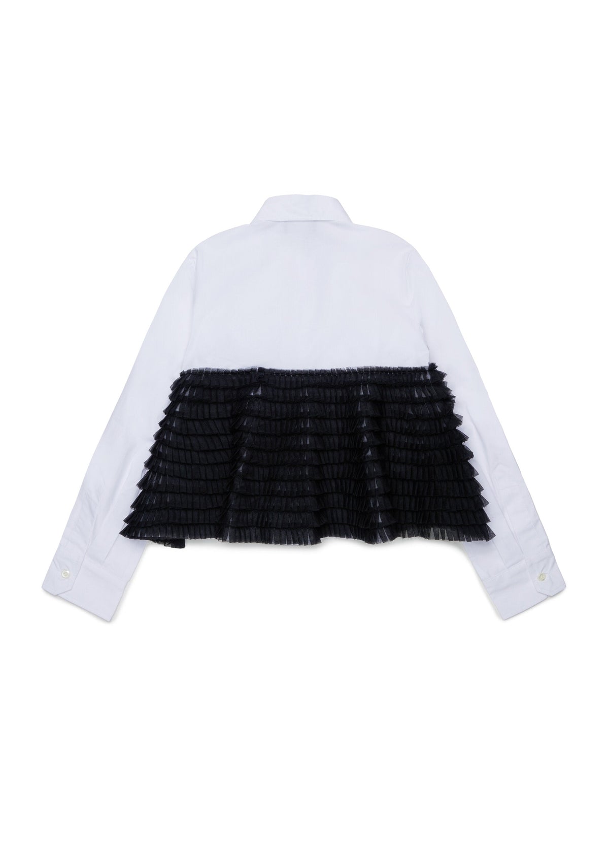 Camicia corta con balze plissé a contrasto per ragazza