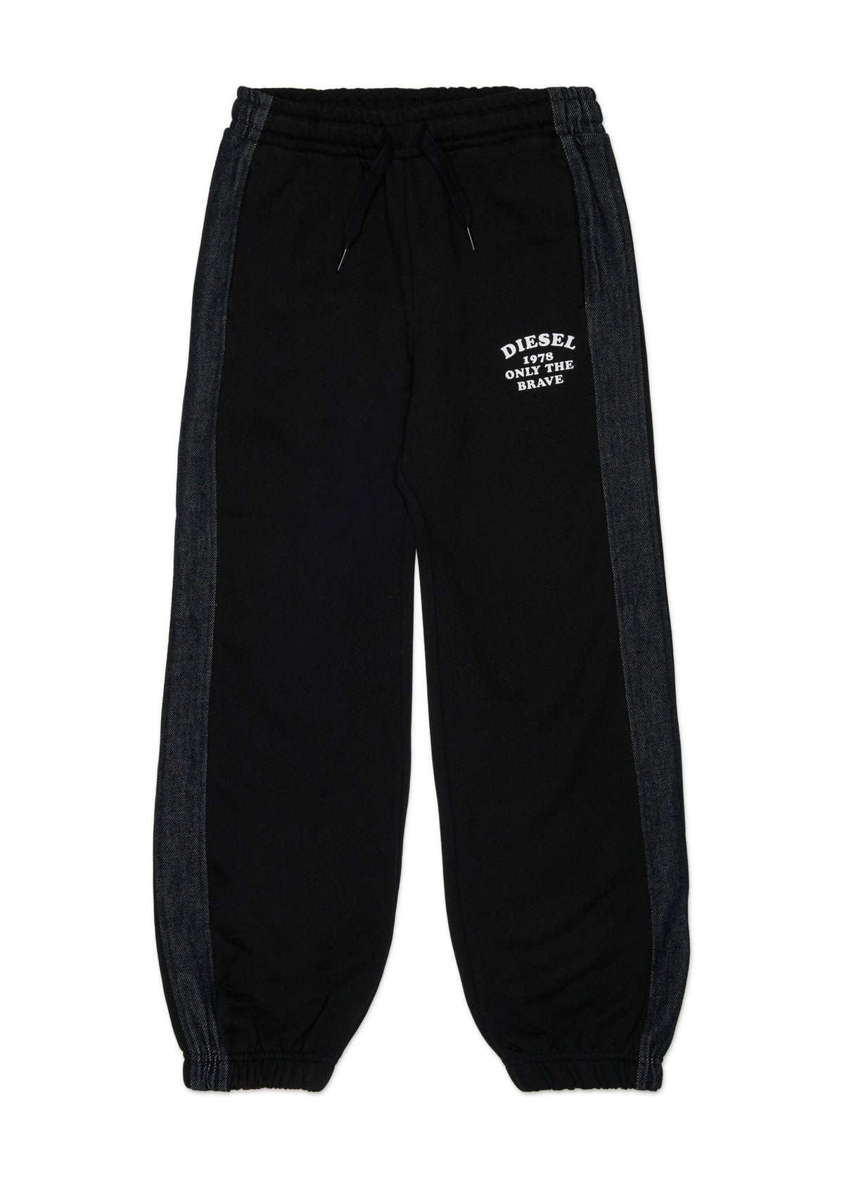 Pantaloni in felpa con bande laterali in denim per ragazzo