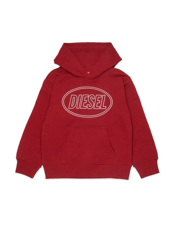Felpa con cappuccio e logo ovale stampato per ragazzo
