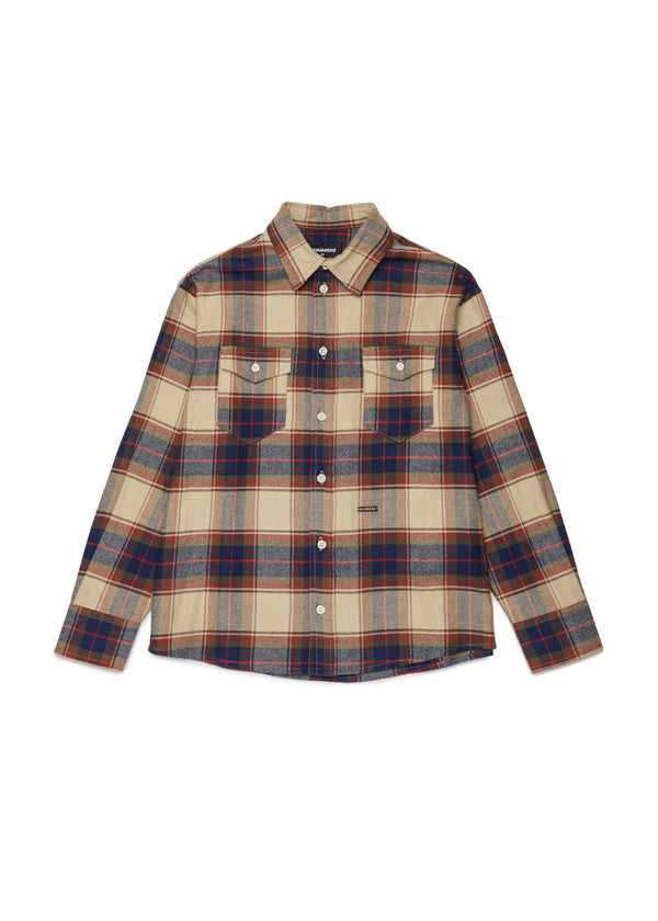 Camicia a quadri con tasche a pattina per ragazzo