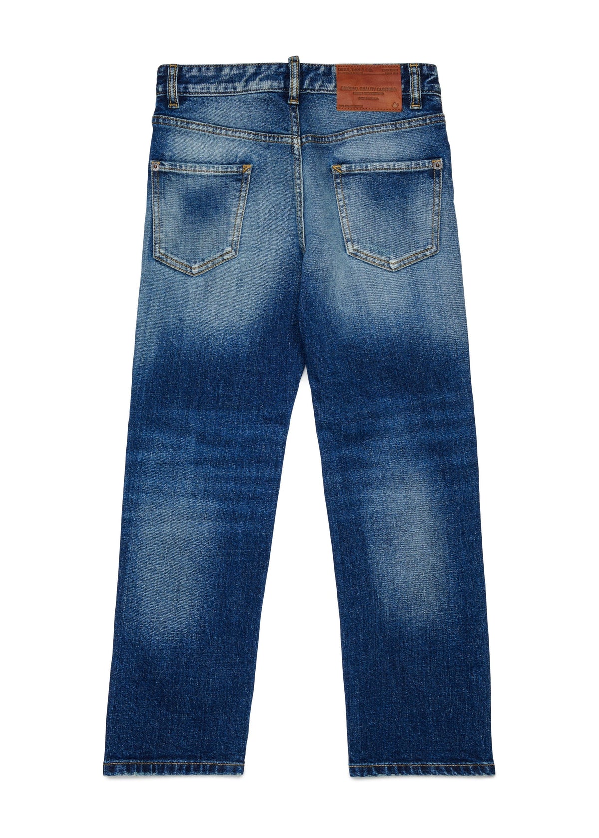 Jeans a gamba dritta con fondo ampio e abrasioni per ragazzi