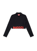 T-shirt cropped a maniche lunghe per ragazza - Nero
