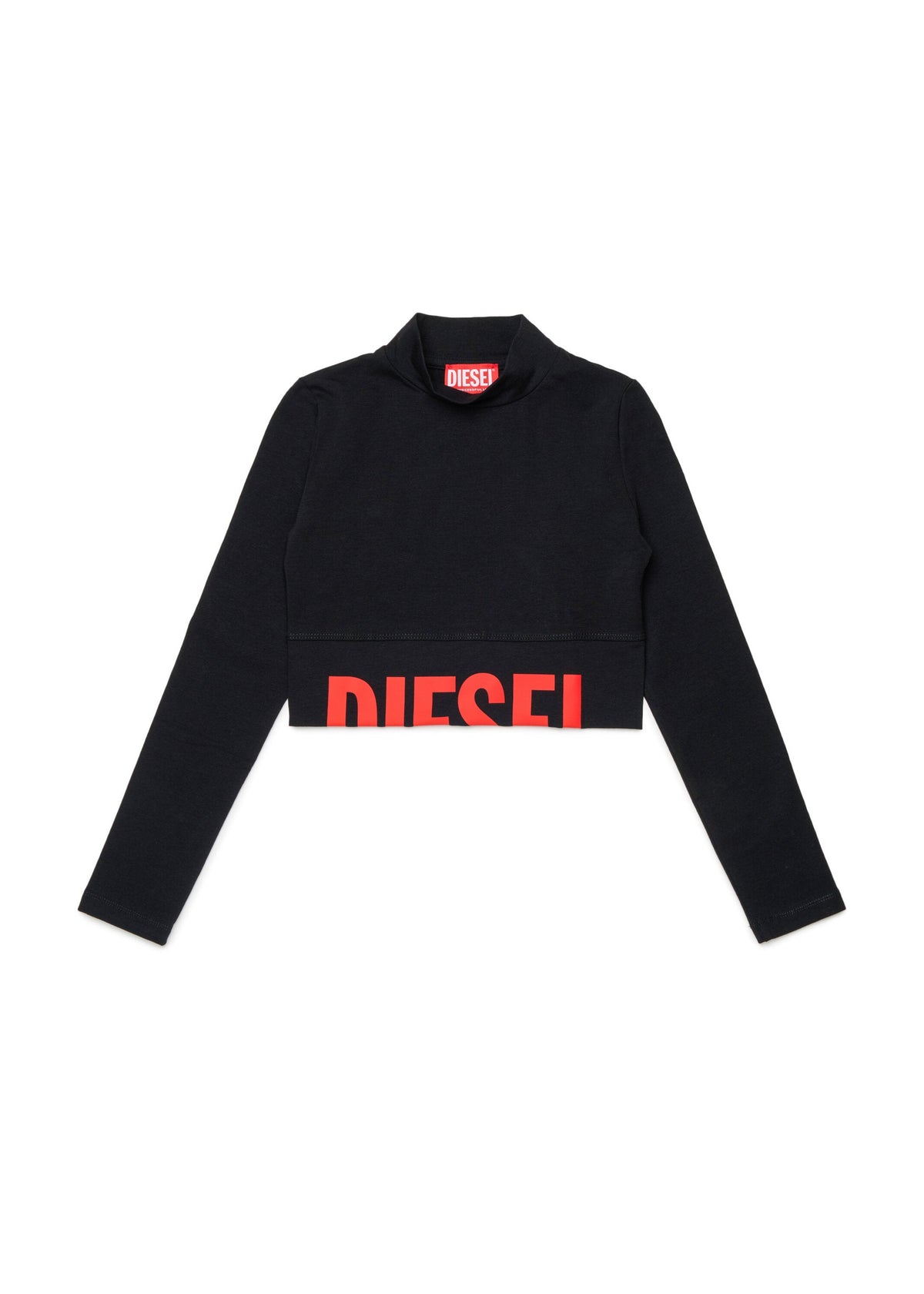 T-shirt cropped a maniche lunghe per ragazza - Nero