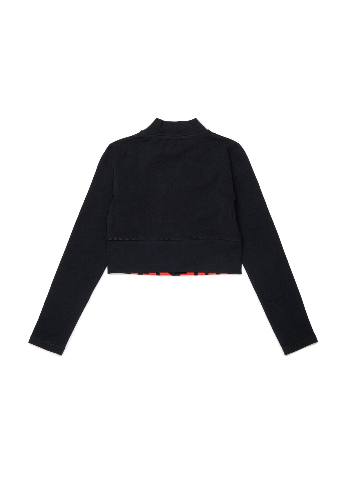 T-shirt cropped a maniche lunghe per ragazza - Nero
