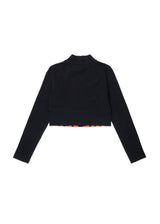 T-shirt cropped a maniche lunghe per ragazza - Nero