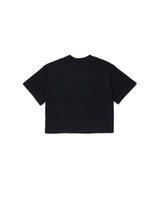 T-shirt cropped con logo ricamato per ragazza - Nero