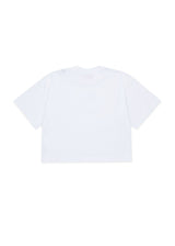 T-shirt cropped con logo ricamato per ragazza - Bianco